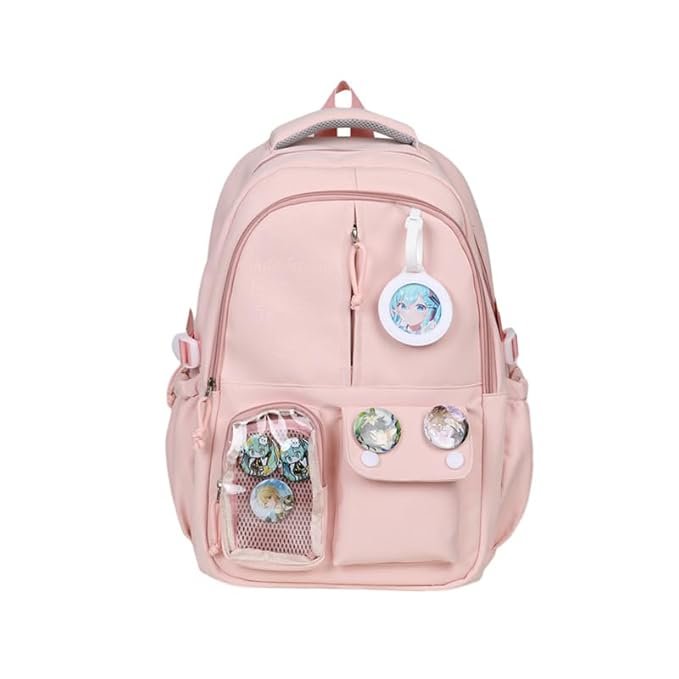 Cute Aesthetic School Backpack with Pins Large Capacity Stylish Travel College Bag